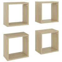 VidaXL Wandschappen kubus 4 st 26x15x26 cm sonoma eikenkleurig - thumbnail
