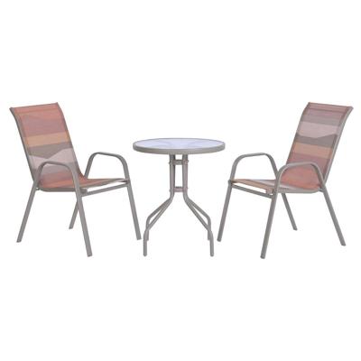 Tafel met twee stoelen Home ESPRIT Groen Multicolour Kristal Staal 60 x 60 x 70 cm