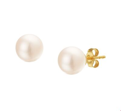 Oorknoppen geelgoud-zoetwaterparel wit
