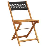 Tuinstoelen 4 st inklapbaar massief acaciahout zwart - thumbnail