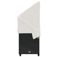 Ligbed met luifel en kussens poly rattan zwart - thumbnail