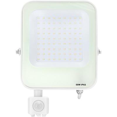 LED Bouwlamp met Bewegingssensor - 50W - Natuurlijk Wit 4000K - Waterdicht IP65