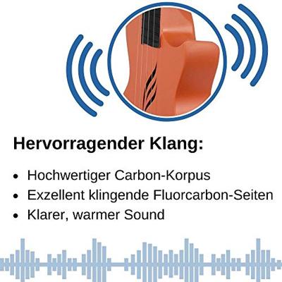 Cascha HH 2289 carbon fiber concert ukelele set oranje