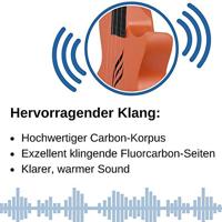 Cascha HH 2289 carbon fiber concert ukelele set oranje - thumbnail