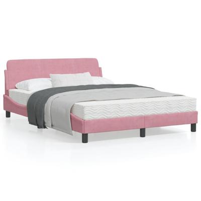 Bedframe met hoofdeinde zonder matras 140x190 cm fluweel roze