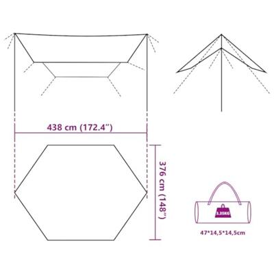VidaXL Kampeerluifel waterdicht 438x376x212 cm bruin VidaXL Kampeerluifel waterdicht 438x376x212 cm bruin