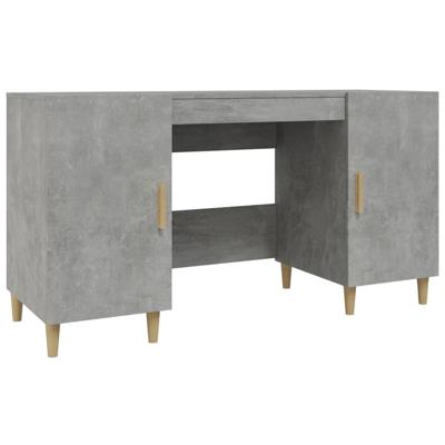 Bureau 140x50x75 cm bewerkt hout betongrijs - thumbnail