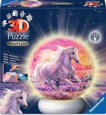 Ravensburger 3d puzzel nachtlamp paarden op het strand - 73st. Ravensburger 3d puzzel nachtlamp paarden op het strand - 73st.