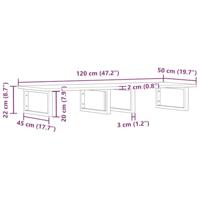 Badkamer wandschap staal en massief acaciahout - thumbnail