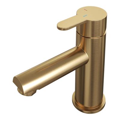 Lage opbouw wastafelmengkraan model D goud geborsteld PVD