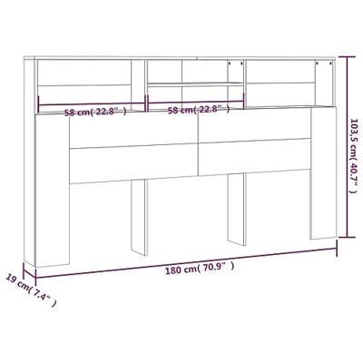 Hoofdbordkast 180x19x103,5 cm grijs sonoma eikenkleurig Hoofdbordkast 180x19x103,5 cm grijs sonoma eikenkleurig