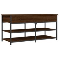 Schoenenbankje 100x42,5x50 cm bewerkt hout bruin eikenkleur - thumbnail