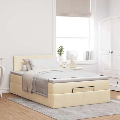 Ottoman bed met matras 200x200 cm stof crèmekleurig