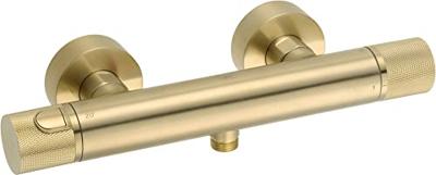 Ben Engraved Cross douche thermostaatkraan met gravering 15cm geborsteld messing pvd-coating