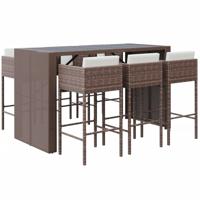 7-delige Tuinbarset met kussens poly rattan bruin - thumbnail