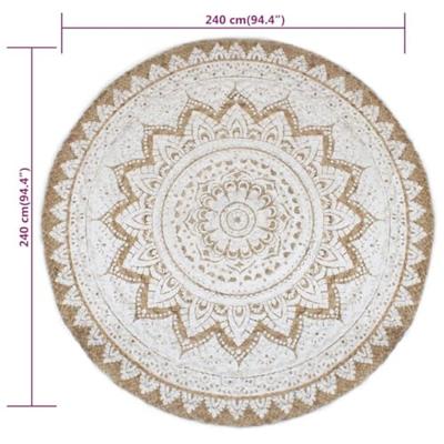 Tapijt met print rond 240 cm gevlochten jute