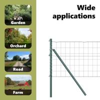 VidaXL Hek met paal groen 0,6 x 10 m staal en pvc - thumbnail