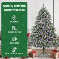 Kunstkerstboom met 300 LED Groen 180 cm PVC en Plastic en Staal - thumbnail
