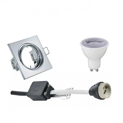 Dimbare LED Inbouwspot Set - GU10 Fitting - Glans Chroom - 6W - 4200K - Kantelbaar