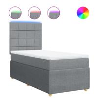 Boxspring met matras stof lichtgrijs 90x200 cm - thumbnail