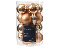 Decoris kerstballen set glas 16st pecannoot bruin 3,5cm - thumbnail