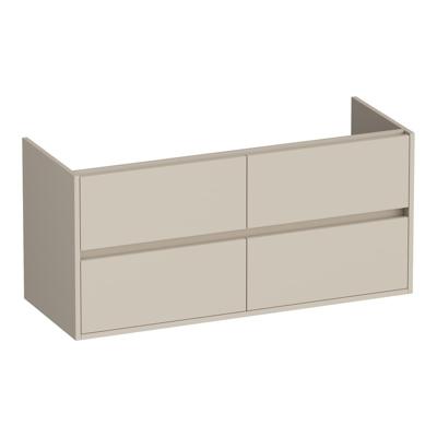 Brauer Adore - Onderkast - 120 cm - met 4 Softclose Lades Greeploos en 2 Sifon Uitsparingen - Mat Beige