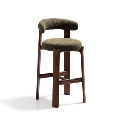 Kave Home Granite barkruk H75 chenille Groen/walnoot