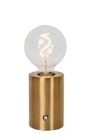 Lucide VIVO - Oplaadbare Tafellamp - Accu/Batterij - Ø 8 cm - LED Dimb. - E27 - 1x1W 2700K - Mat Goud / Messing - thumbnail