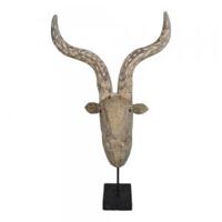 Houten beeld hertenkop 37x22x61 cm met voet - thumbnail