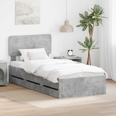 Bedframe met lade Beton Grijs 90 x 200 cm Geconstrueerd hout