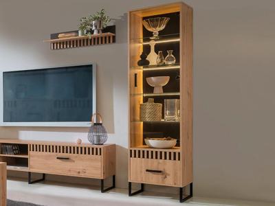 Vitrinekast LAMINE 1 deur 1 lade artisan eik Vitrinekast LAMINE 1 deur 1 lade artisan eik