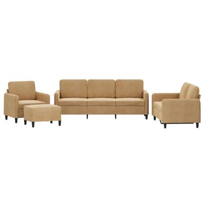 4-delige Loungeset met kussens fluweel bruin - thumbnail