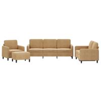 4-delige Loungeset met kussens fluweel bruin - thumbnail