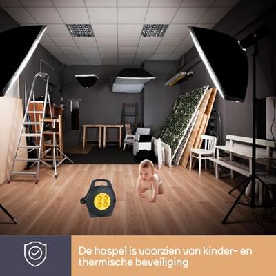 Kabelhaspel 10 meter 4 stopcontacten met randaarde Kabelhaspel 10 meter 4 stopcontacten met randaarde