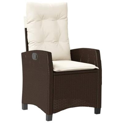 Tuinstoelen 2 st verstelbaar met kussens poly rattan bruin Tuinstoelen 2 st verstelbaar met kussens poly rattan bruin
