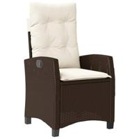 Tuinstoelen 2 st verstelbaar met kussens poly rattan bruin - thumbnail