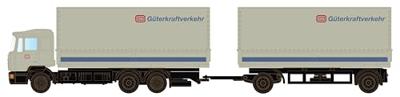 Minis by Lemke LC4634 N Vrachtwagen MAN F90 3-assige wissellaadbak-hangertrein DB goederenvervoer over de weg Minis by Lemke LC4634 N Vrachtwagen MAN F90 3-assige wissellaadbak-hangertrein DB goederenvervoer over de weg