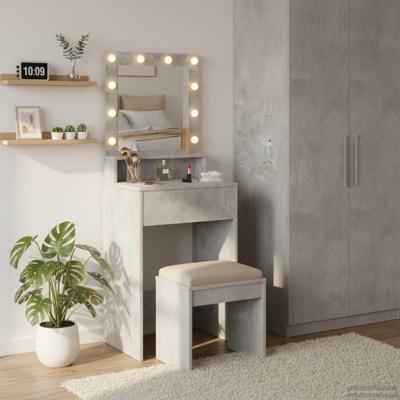 Kaptafel met plank Betongrijs 50 x 41 x 135 cm Bewerkt hout