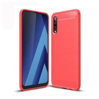 Geborsteld textuur koolstofvezel TPU Case voor Galaxy A70 (rood) - thumbnail