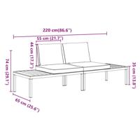 2-delige Loungeset met kussens aluminium zwart - thumbnail
