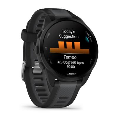 Connected GPS-horloge - GARMIN - Forerunner 165 - 1.2 - Zwart met zwart en grijze band