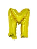 Folieballon Letter &apos;M&apos; Goud Met Stokje - thumbnail