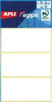 Agipa witte etiketten in etui ft 34 x 75 mm (b x h), 21 stuks, 3 per blad - thumbnail