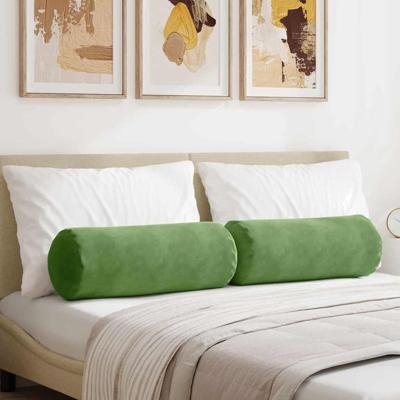 Bolster Kussens 2 pcs Lichtgroen 25 x 70 cm Katoen Stof