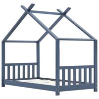 Kinderbedframe massief grenenhout grijs 70x140 cm - thumbnail