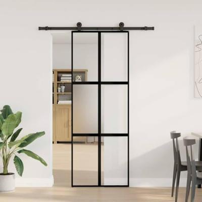VidaXL Schuifdeur met beslag 76x205 cm gehard glas en aluminium