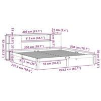 Bed met boekenkast zonder matras massief grenenhout 200x200 cm - thumbnail
