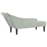 Chaise longue met kussens fluweel lichtgrijs - thumbnail