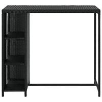 Bartafel met opbergrek 120x60x110 cm poly rattan zwart - thumbnail