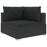 6-delige Loungeset met kussens poly rattan zwart - thumbnail